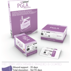 Vetsuture PGLA 3/0 – 24mm. (12 stk.) Reverse Cutting Needle – Triangular (PGLA2CN)